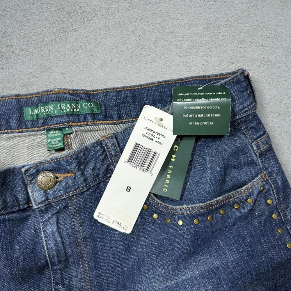Lauren Jeans Co Womens 8 Blue Studded Bootcut Denim Jeans CABO-F Vintage Wash
